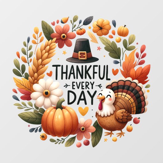 dankbaar elke dag kalkoen raam klampen raamsticker (Vel)