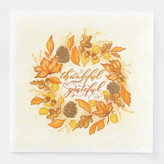 Dankbaar en dankbaar Diner Servet (Voorkant)