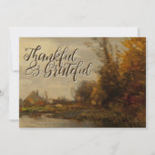  dankbaar en dankbaar herfsthuisje feestdagenkaart (Voorkant)