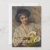 Dankbaar en dankbaar | Italiaanse jongen met pompo Feestdagenkaart (Voorkant)