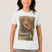 Dankbaar en dankbaar | meisje met pompoen Tri-Blend shirt (Voorkant)