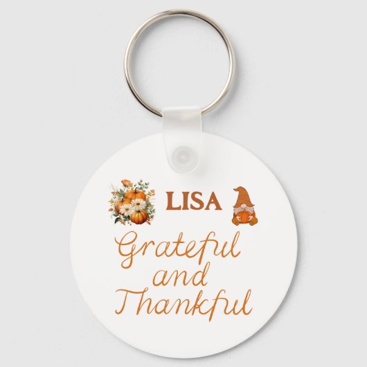 Dankbaar en Dankbaar Naam Monogram | Sleutelhanger (Voorkant)