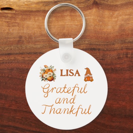 Dankbaar en Dankbaar Naam Monogram | Sleutelhanger (Voorkant)