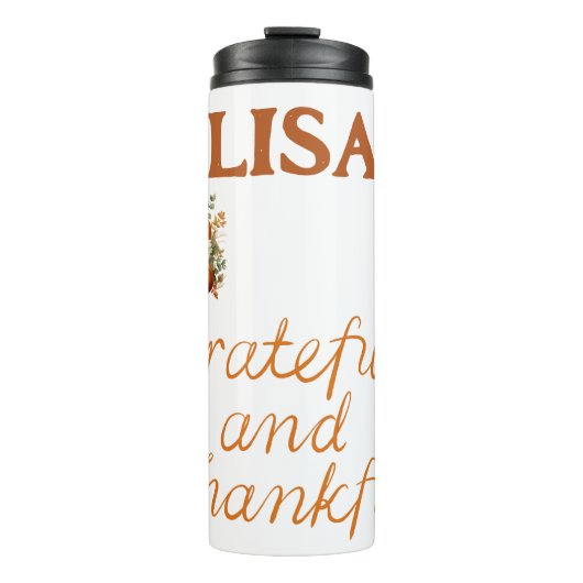 Dankbaar en Dankbaar Naam Monogram | Thermosbeker (Voorkant)