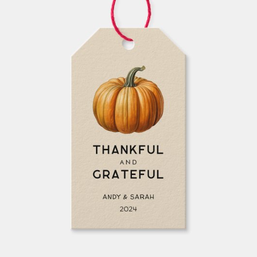 Dankbaar en dankbaar Thanksgiving label Cadeaulabel (Voorkant)