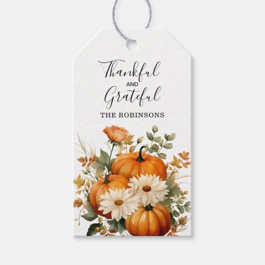 Dankbaar en Erkentelijk Thanksgiving Cadeaulabel (Voorkant)