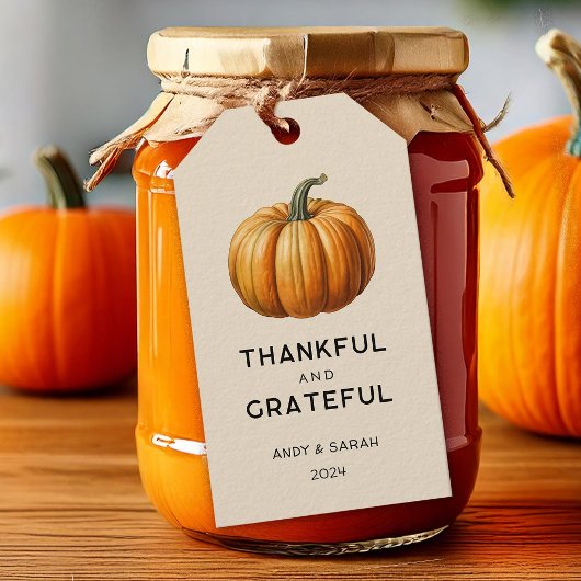 Dankbaar en Erkentelijk Thanksgiving-hangertje Cadeaulabel