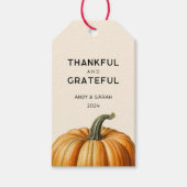 Dankbaar en Erkentelijk Thanksgiving Pompoen Label Cadeaulabel (Voorkant)