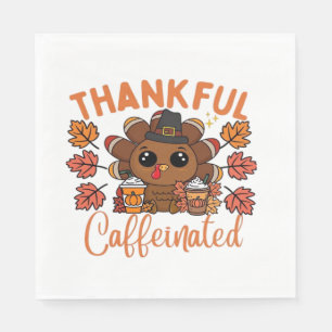 Dankbaar En Gecaffeïneerd Grappig Thanksgiving Kof Servet