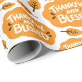 Dankbaar en gezegend herfstblad Sinaasappel wit Cadeaupapier (Rol Hoek)