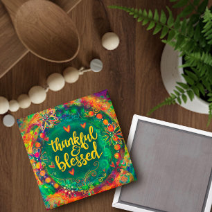 Dankbaar en gezegend Inspirativity Floral  Magneet