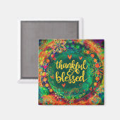 Dankbaar en gezegend Inspirativity Floral  Magneet (Voorkant / Achterkant)