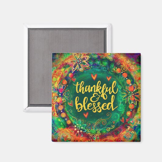 Dankbaar en gezegend Inspirativity Floral  Magneet (Voorkant / Achterkant)