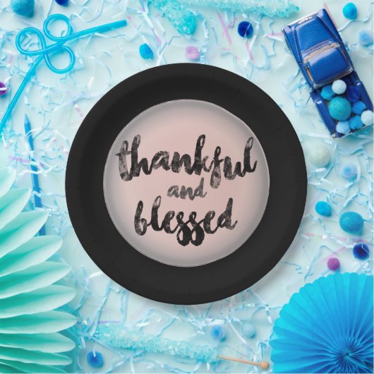 Dankbaar en gezegend ontwerp papieren bordje (Feest)