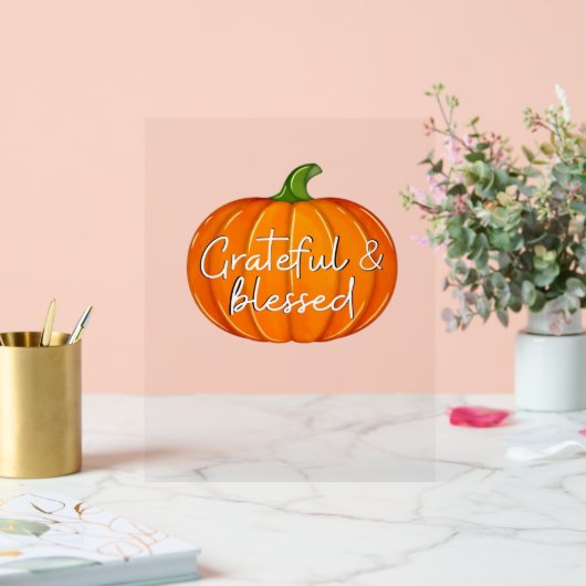 Dankbaar en gezegend - Pompoen Herfst Thanksgiving Acryl Bord (Huwelijk)