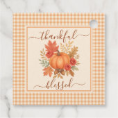 Dankbaar en gezegend pompoen | Herfst Thanksgiving Bedankjes Labels (Achterkant)