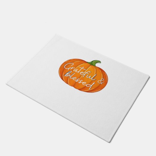 Dankbaar en gezegend - Pompoen Herfst Thanksgiving Deurmat (Schuin)
