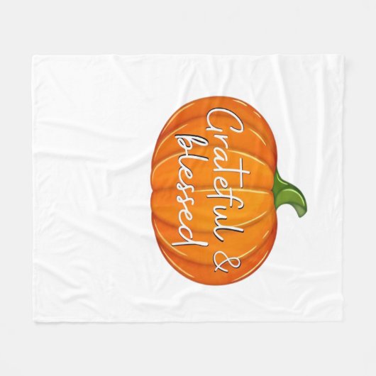 Dankbaar en gezegend - Pompoen Herfst Thanksgiving Fleece Deken (Voorkant (Horizontaal))