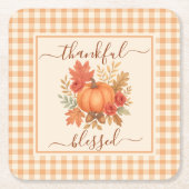 Dankbaar en gezegend pompoen | Herfst Thanksgiving Kartonnen Onderzetters (Voorkant)