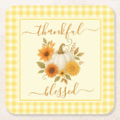Dankbaar en gezegend pompoen | Herfst Thanksgiving Kartonnen Onderzetters (Voorkant)