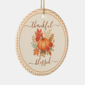 Dankbaar en gezegend pompoen | Herfst Thanksgiving Keramisch Ornament (Rechts)