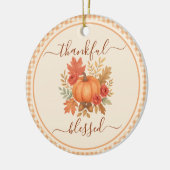 Dankbaar en gezegend pompoen | Herfst Thanksgiving Keramisch Ornament (Links)