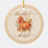 Dankbaar en gezegend pompoen | Herfst Thanksgiving Keramisch Ornament (Achterkant)