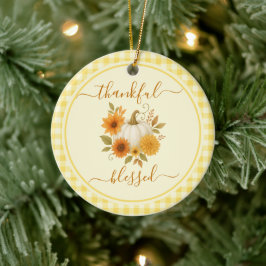 Dankbaar en gezegend pompoen | Herfst Thanksgiving Keramisch Ornament