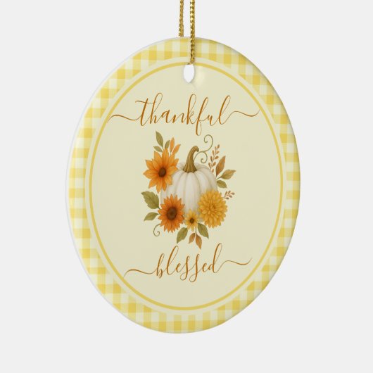 Dankbaar en gezegend pompoen | Herfst Thanksgiving Keramisch Ornament (Rechts)