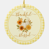 Dankbaar en gezegend pompoen | Herfst Thanksgiving Keramisch Ornament (Achterkant)