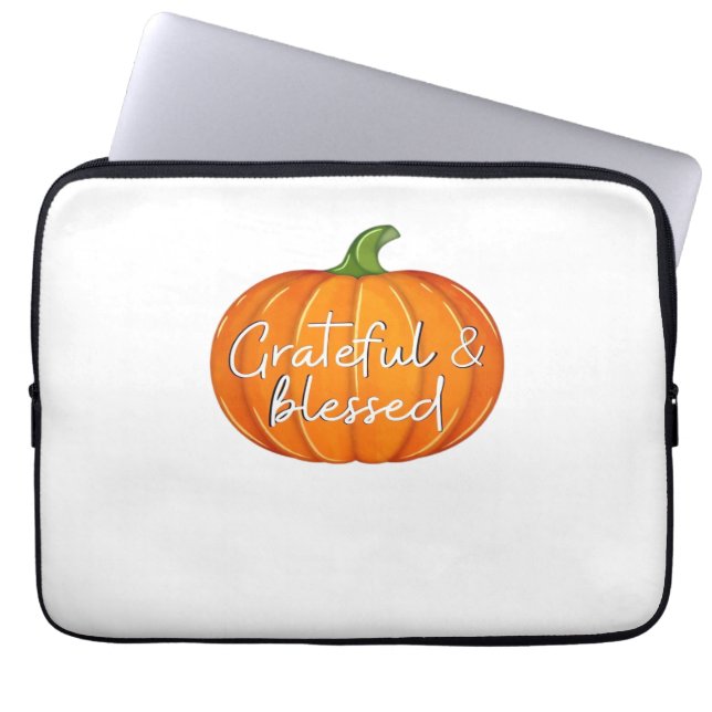 Dankbaar en gezegend - Pompoen Herfst Thanksgiving Laptop Sleeve (Voorkant)