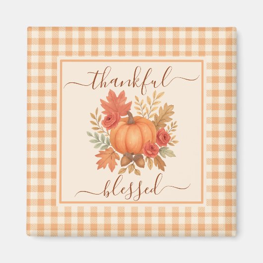 Dankbaar en gezegend pompoen | Herfst Thanksgiving Magneet (Voorkant)