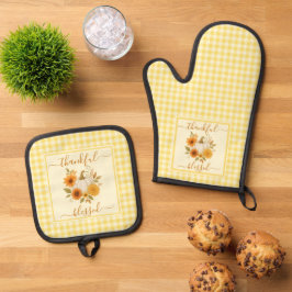Dankbaar en gezegend pompoen | Herfst Thanksgiving Ovenwant & Pannenlap Set