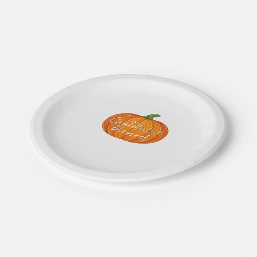 Dankbaar en gezegend - Pompoen Herfst Thanksgiving Papieren Bordje (Gekanteld)