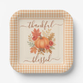 Dankbaar en gezegend pompoen | Herfst Thanksgiving Papieren Bordje (Voorkant)