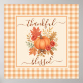Dankbaar en gezegend pompoen | Herfst Thanksgiving Poster (Voorkant)