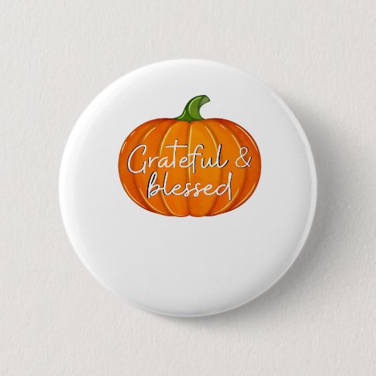 Dankbaar en gezegend - Pompoen Herfst Thanksgiving Ronde Button 5,7 Cm (Voorkant)
