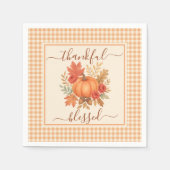 Dankbaar en gezegend pompoen | Herfst Thanksgiving Servet (Voorkant)