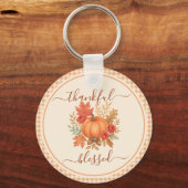 Dankbaar en gezegend pompoen | Herfst Thanksgiving Sleutelhanger (Voorkant)
