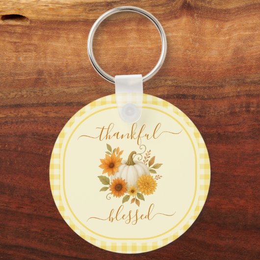 Dankbaar en gezegend pompoen | Herfst Thanksgiving Sleutelhanger (Voorkant)