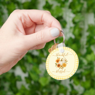 Dankbaar en gezegend pompoen   Herfst Thanksgiving Sleutelhanger