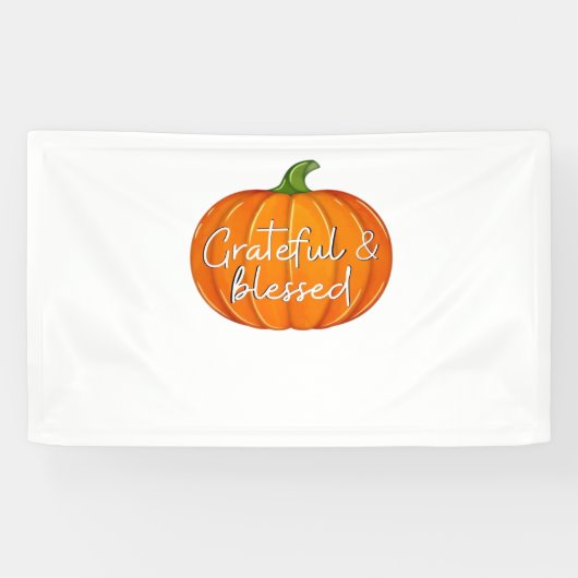 Dankbaar en gezegend - Pompoen Herfst Thanksgiving Spandoek (Horizontaal)