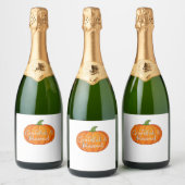 Dankbaar en gezegend - Pompoen Herfst Thanksgiving Sparkling Wijnetiket (Flessen)
