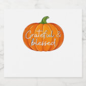 Dankbaar en gezegend - Pompoen Herfst Thanksgiving Sparkling Wijnetiket (Enkel label)