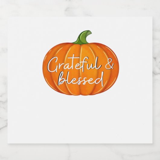 Dankbaar en gezegend - Pompoen Herfst Thanksgiving Sparkling Wijnetiket (Enkel label)