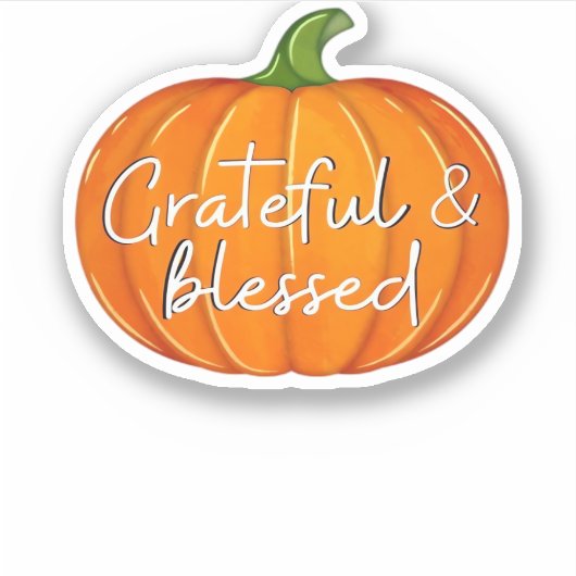 Dankbaar en gezegend - Pompoen Herfst Thanksgiving Sticker (Voorkant)