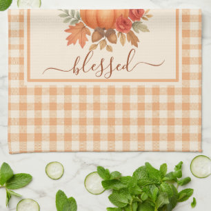 Dankbaar en gezegend pompoen Herfst Thanksgiving Theedoek