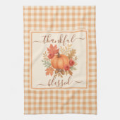 Dankbaar en gezegend pompoen | Herfst Thanksgiving Theedoek (Verticaal)