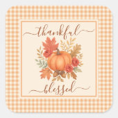 Dankbaar en gezegend pompoen | Herfst Thanksgiving Vierkante Sticker (Voorkant)