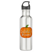 Dankbaar en gezegend - Pompoen Herfst Thanksgiving Waterfles (Voorkant)